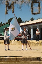 Proudly carrying the Guatemala flag while we all sang the National Anthem.